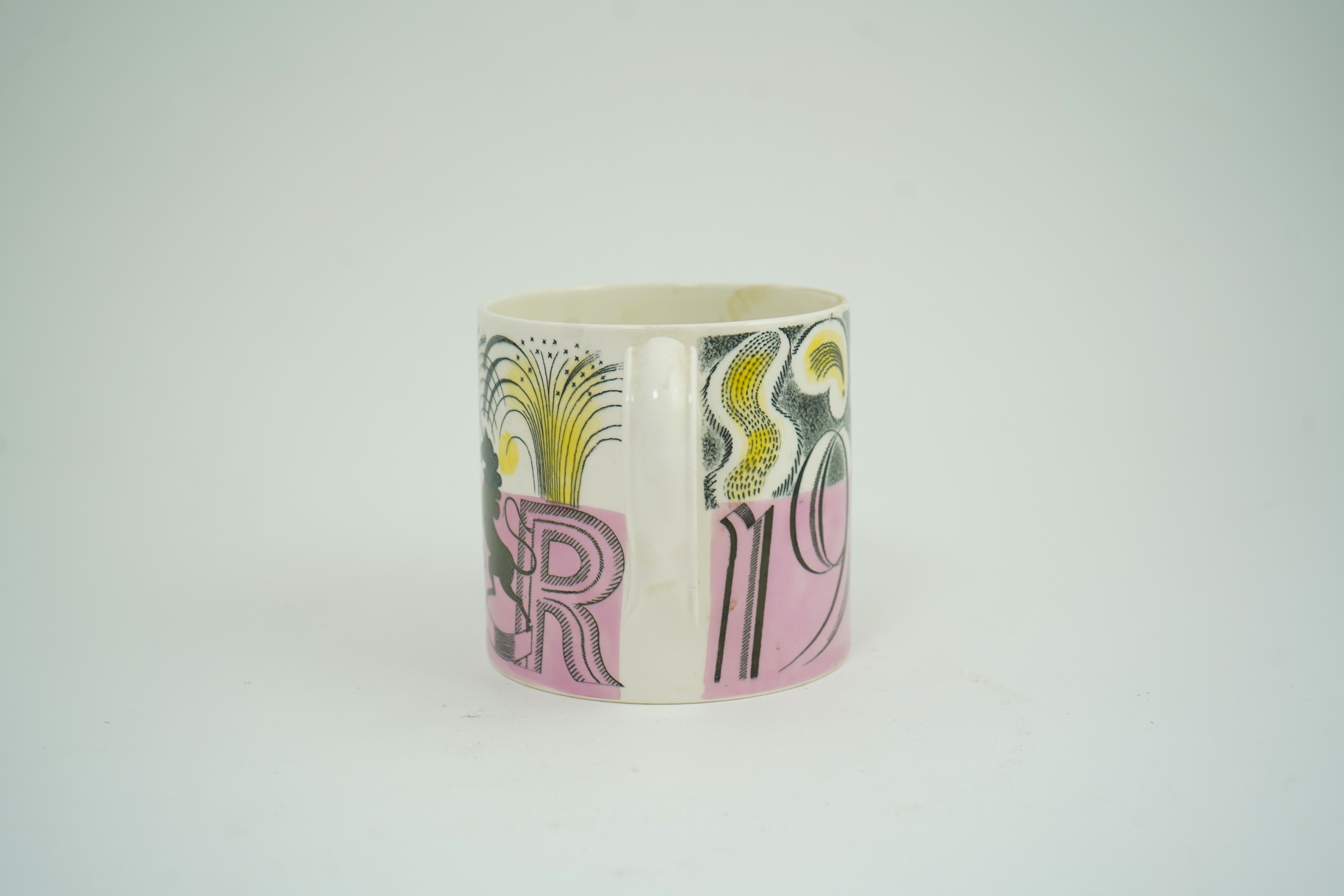 Eric Ravilious (1903-1942) for Wedgwood: A 1953 Queen Elizabeth II Coronation commemorative mug